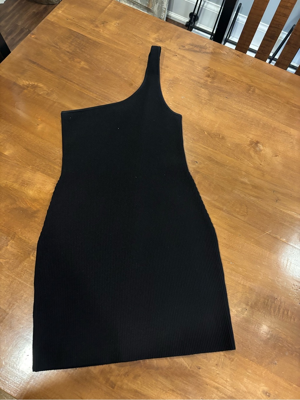 Babaton Black  One-Shoulder Ribbed Bodycon Dress size medium